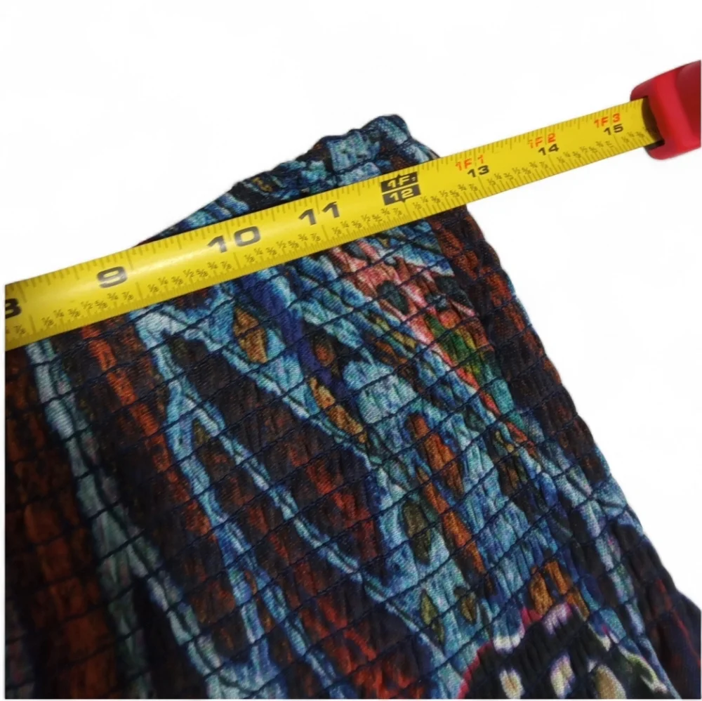 Lapis Abstract Watercolor Tiered Maxi Skirt Elastic Waist Fairycore Boho Sz M